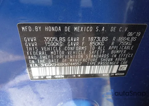 2019 Honda Fit Sport z USA, uszkodzony, nr VIN 3HGGK5H68KM744557